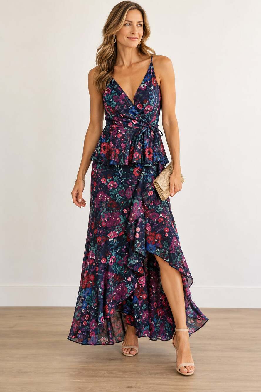 Hutch Hollis Wrap Maxi Dress Vibrant Floral Print M